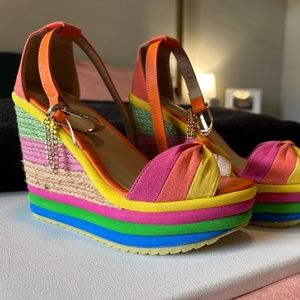 Colorful Espadrille Muffin Wedge Sandals